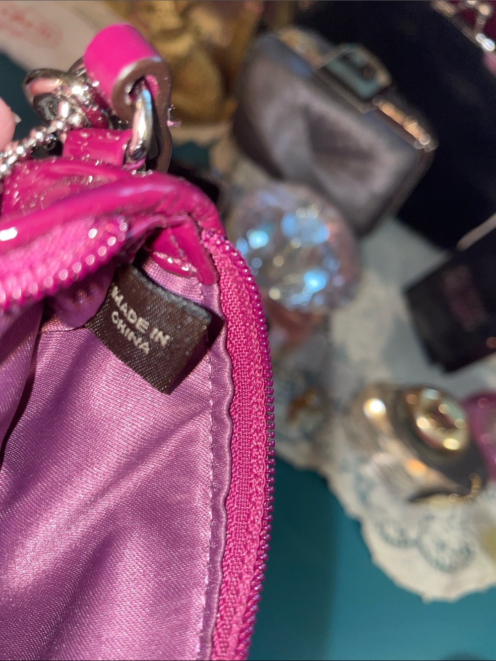 Coach Madison Patent Leather Mini Wristlet in Deep Plum - Picture 9 of 10